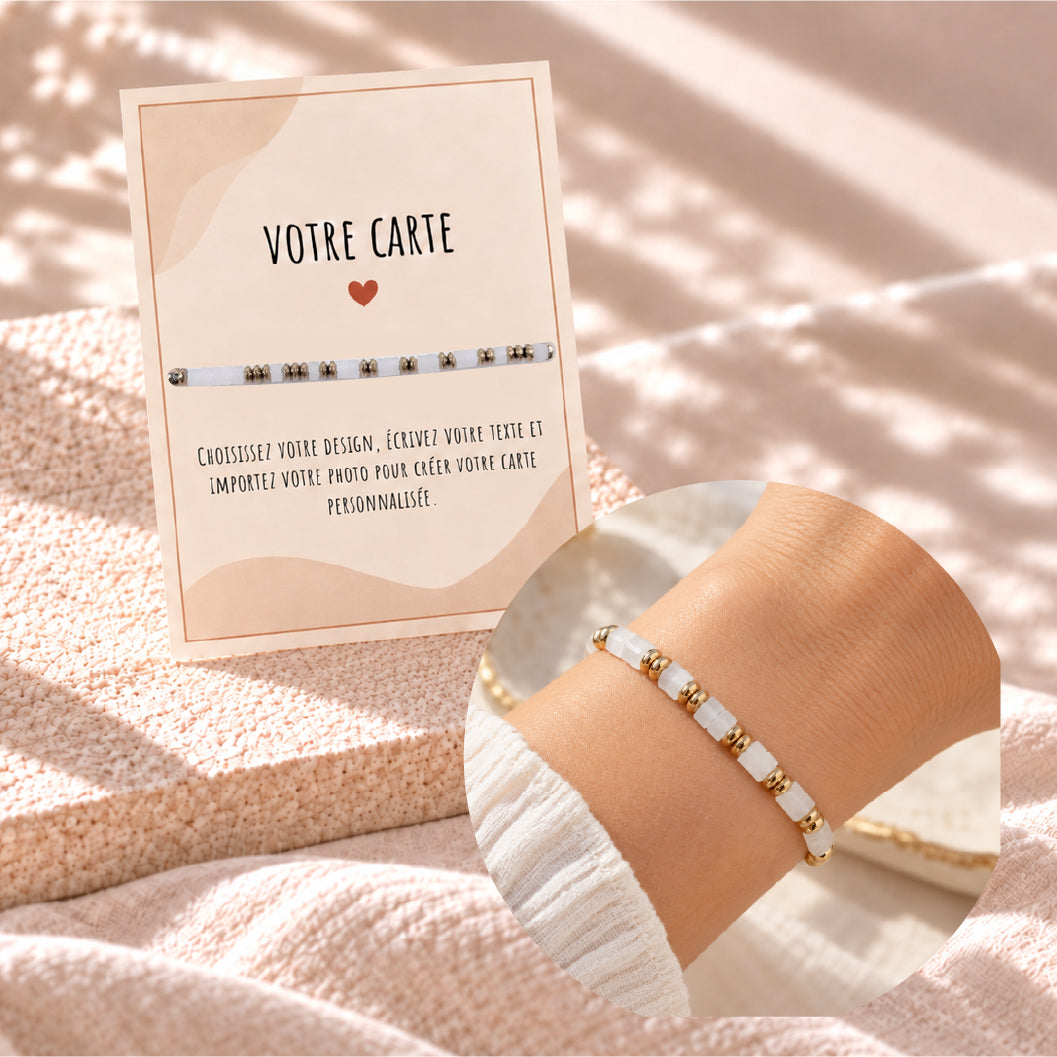 Bracelet en Pierres Naturelles – Carte avec Message et Photo