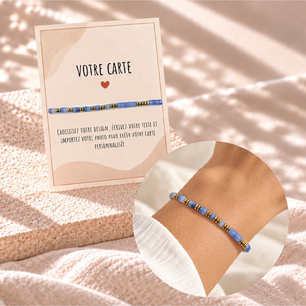 Bracelet en Pierres Naturelles - Carte avec Message Personnalisé