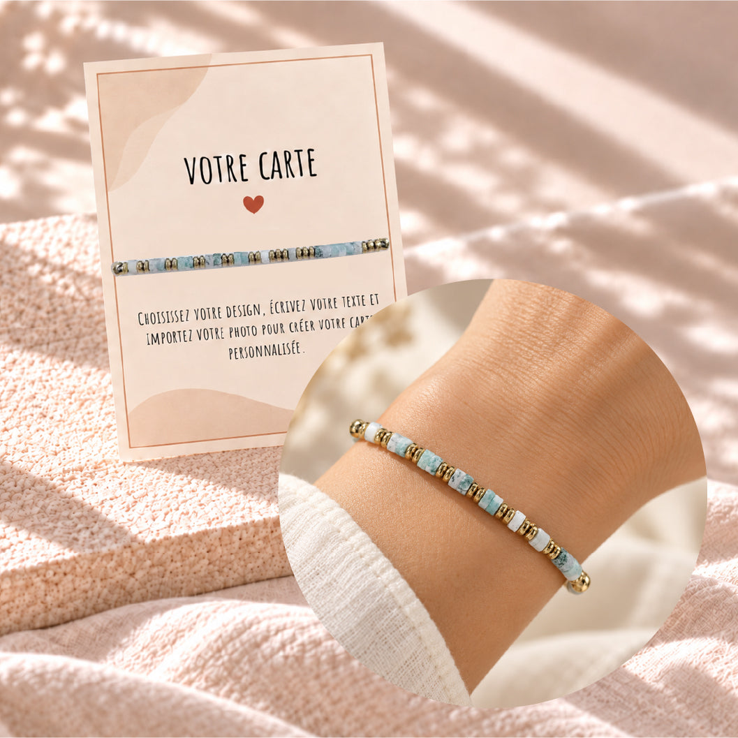 Bracelet en Pierres Naturelles - Carte avec Message Personnalisé