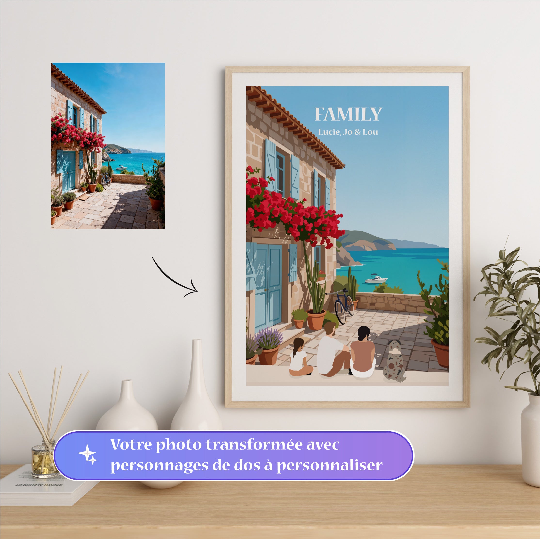 Décor personnalisée à partir de photo | Personnages de dos sur mesure