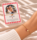 Bracelet Doré Pierre Colorée avec Carte Photo & Message Personnalisée