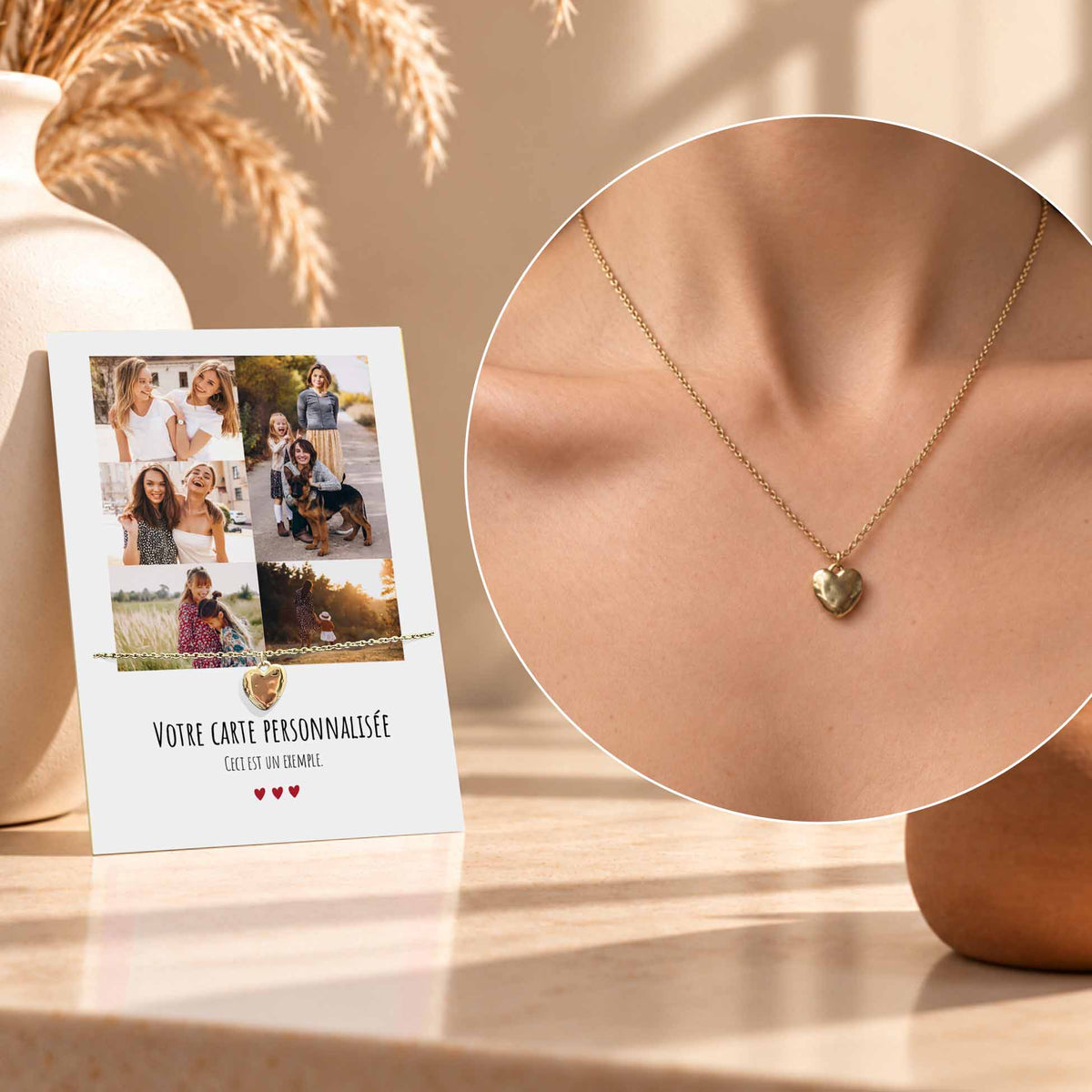 Collier Coeur avec Carte Photo Collage - Acier Inoxidable