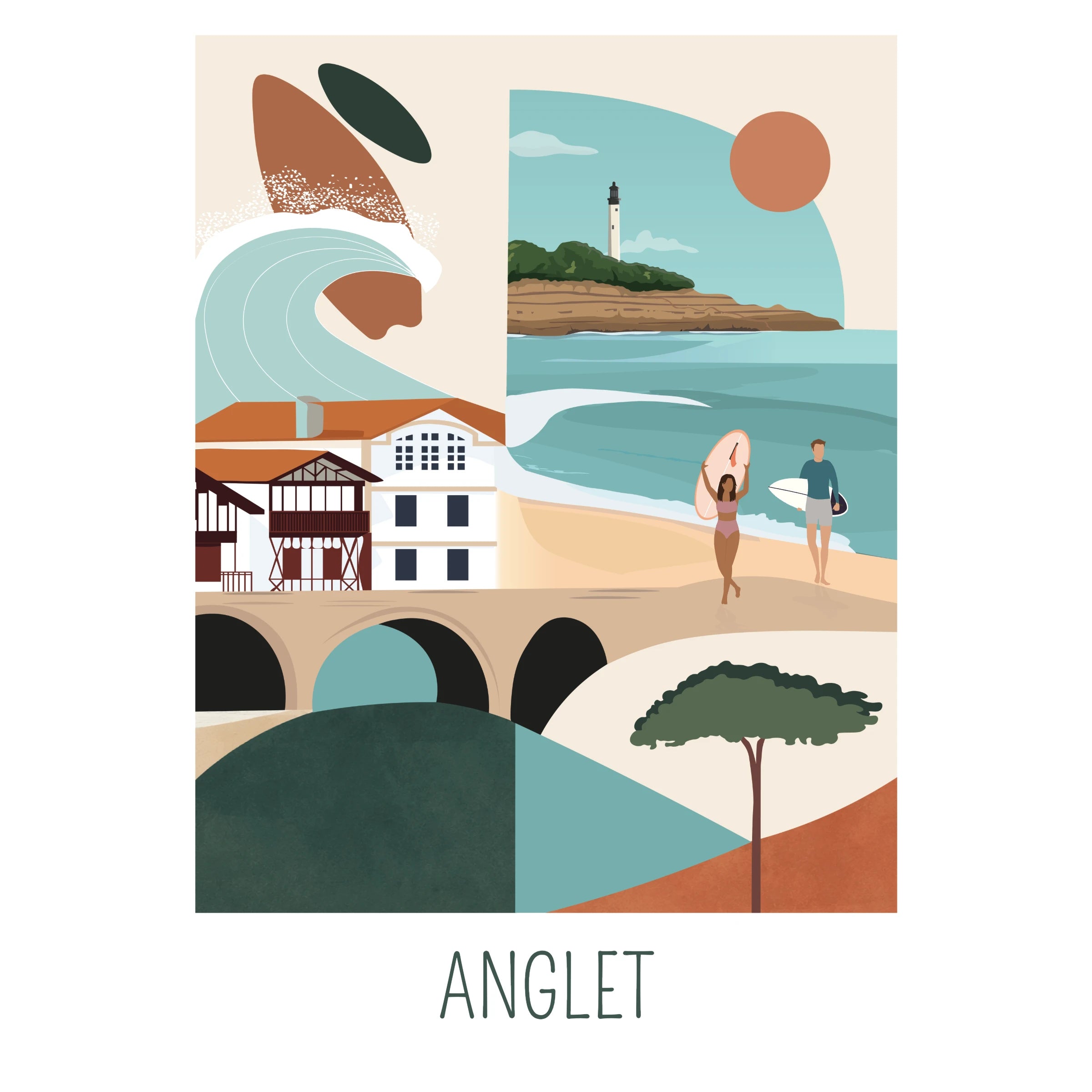 Affiche d'Anglet avec personnages à personnaliser