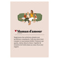 Affiche Défintion du mot Maman avec illustration d'une famille sur un canapé.