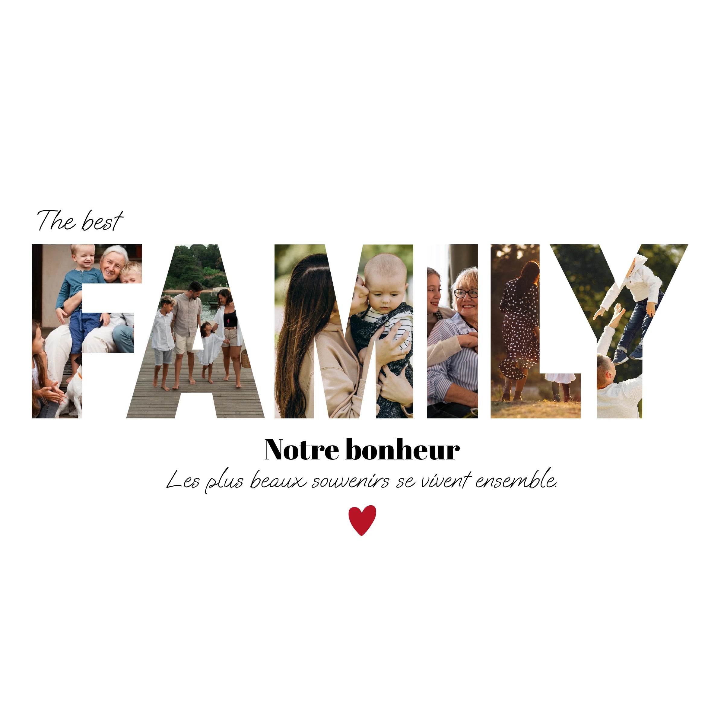 Affiche personnalisée avec photos en forme du mot "FAMILY"