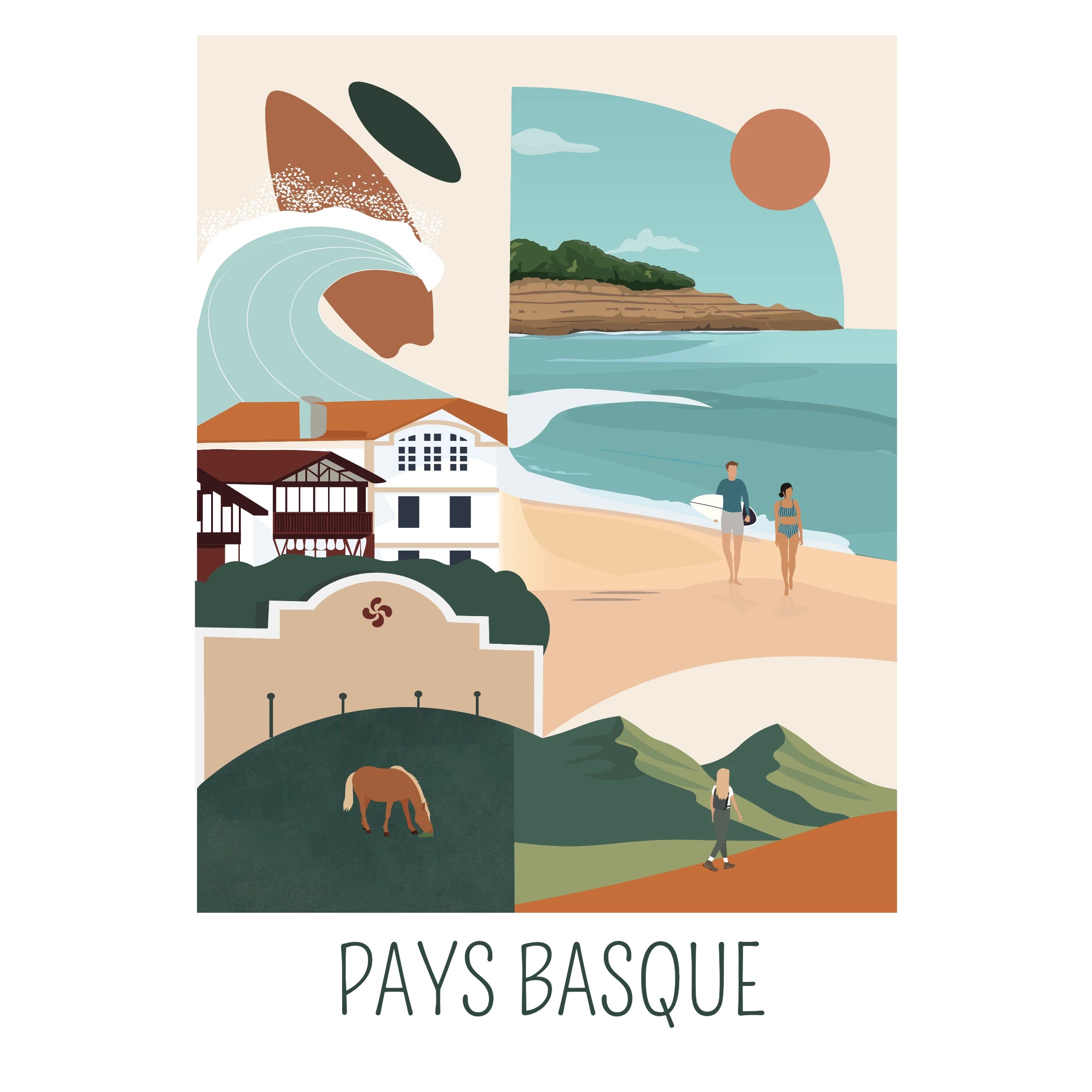 Affiche illustrée du Pays Basque