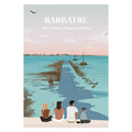 Affiche illustrée d'une famille face à Barbâtre / Passage du Gois