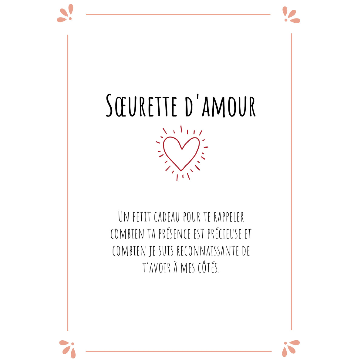 Carte colorée avec un texte personnalisable et un cœur.
