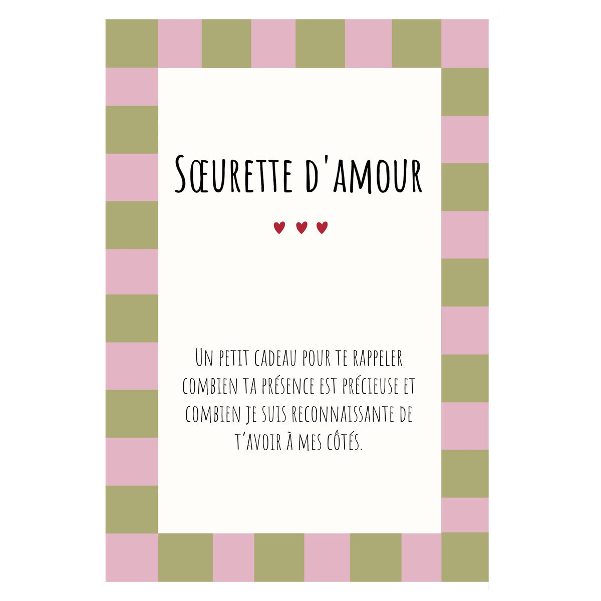 Carte colorée avec un texte personnalisable et un cœur.