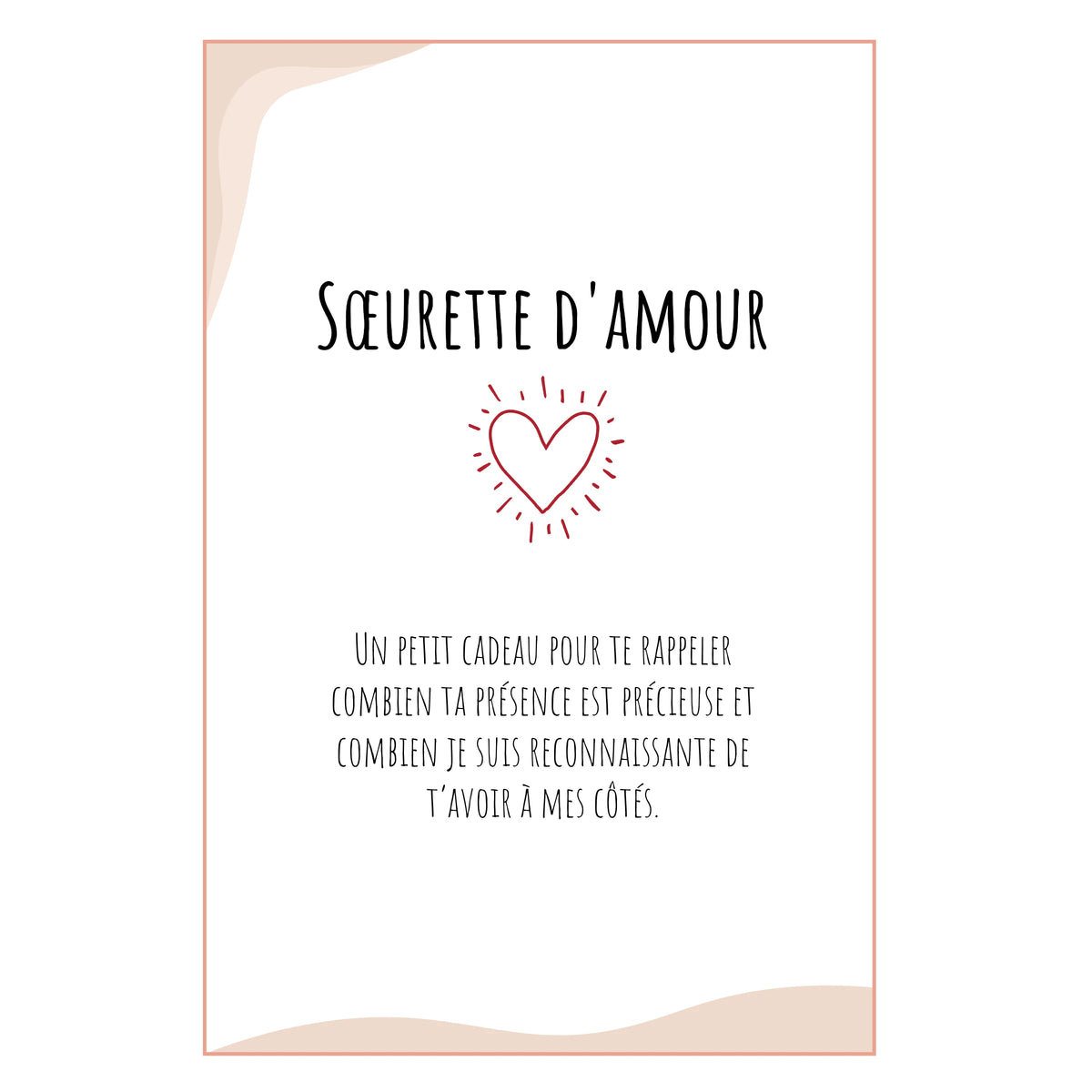 Carte colorée avec un texte personnalisable et un cœur.