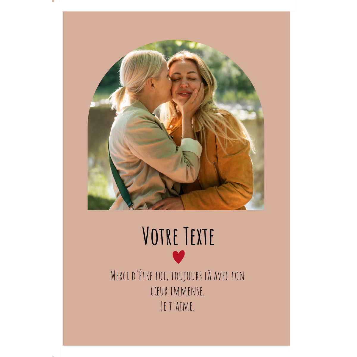 Carte avec une photo d'une mère et sa fille.