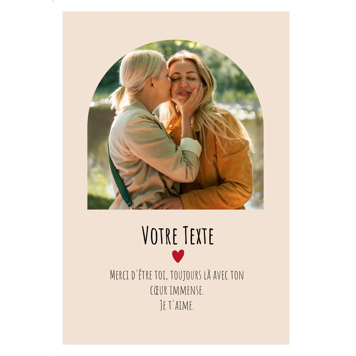 Carte avec une photo d'une mère et sa fille.