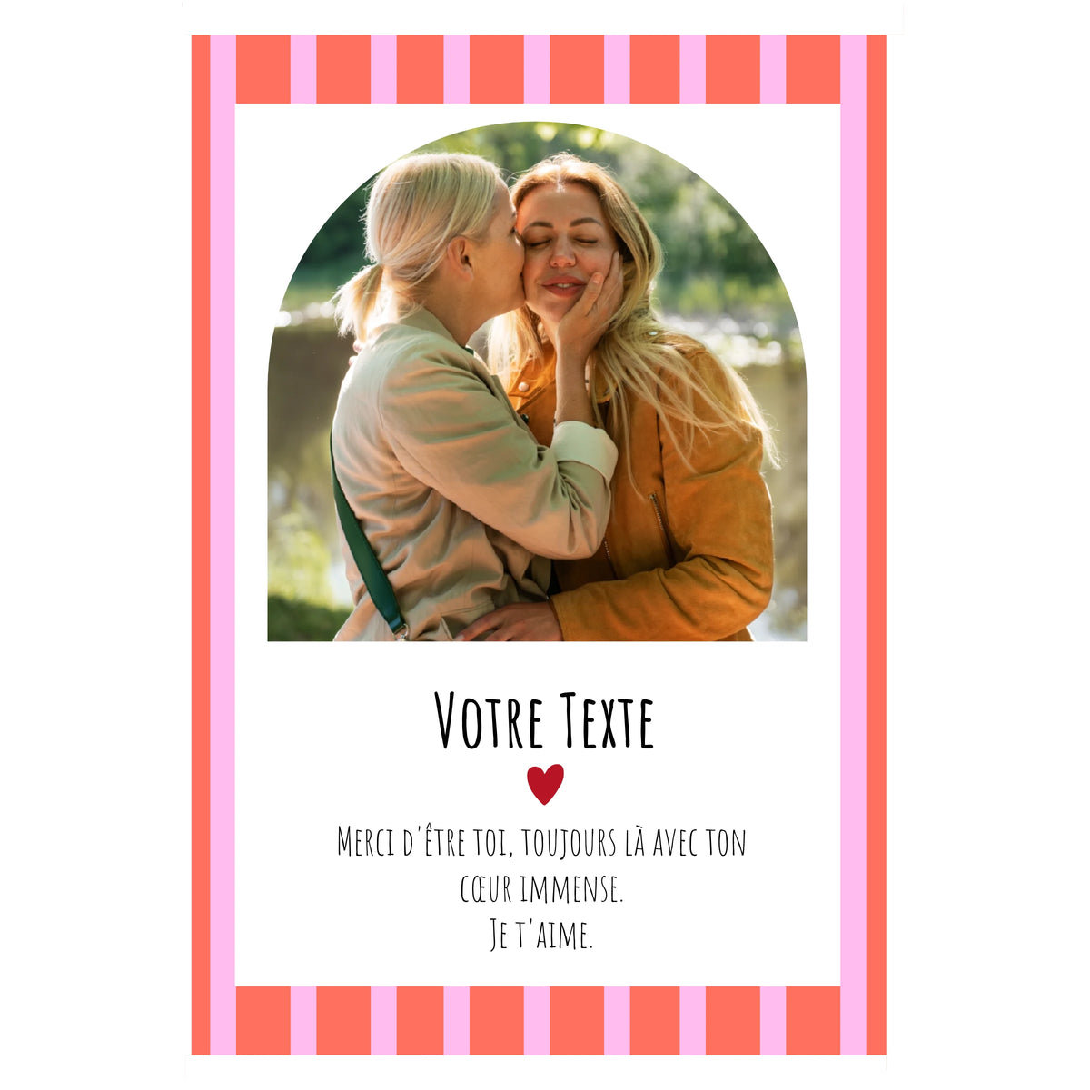 Carte avec une photo d'une mère et sa fille.