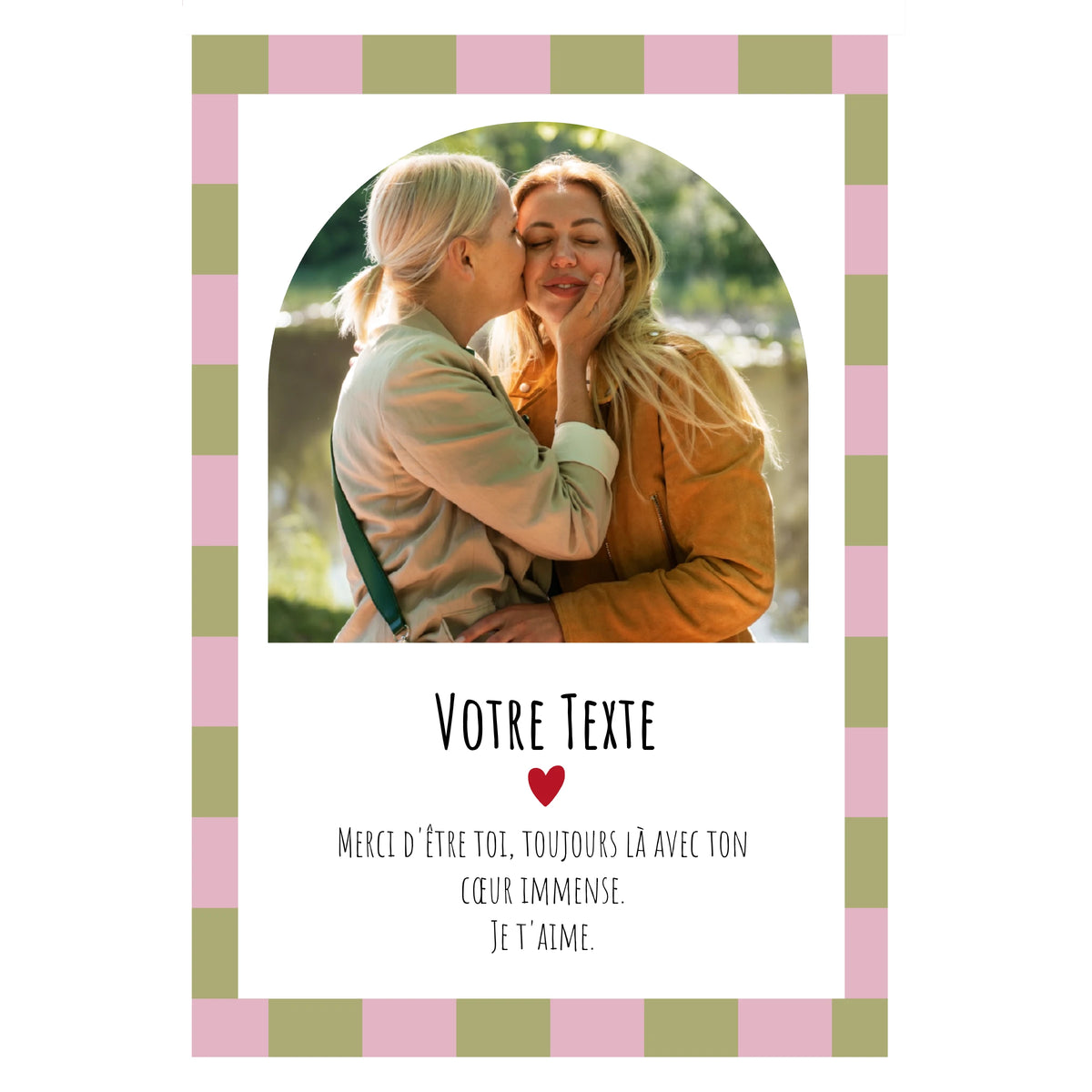 Carte avec une photo d'une mère et sa fille.