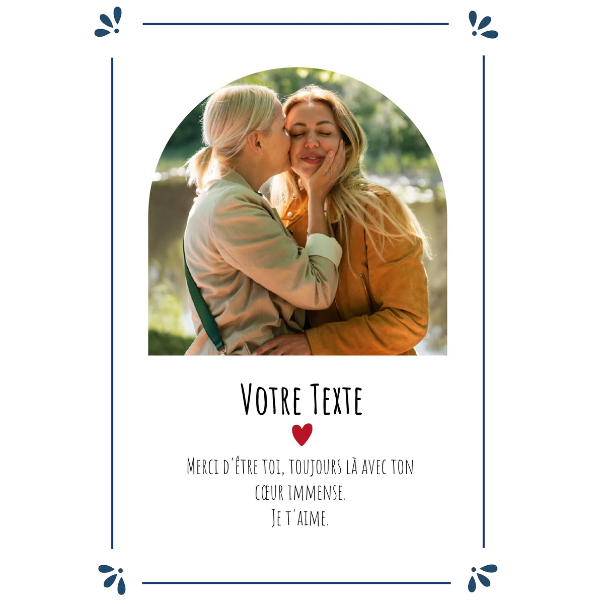 Carte avec une photo d'une mère et sa fille.