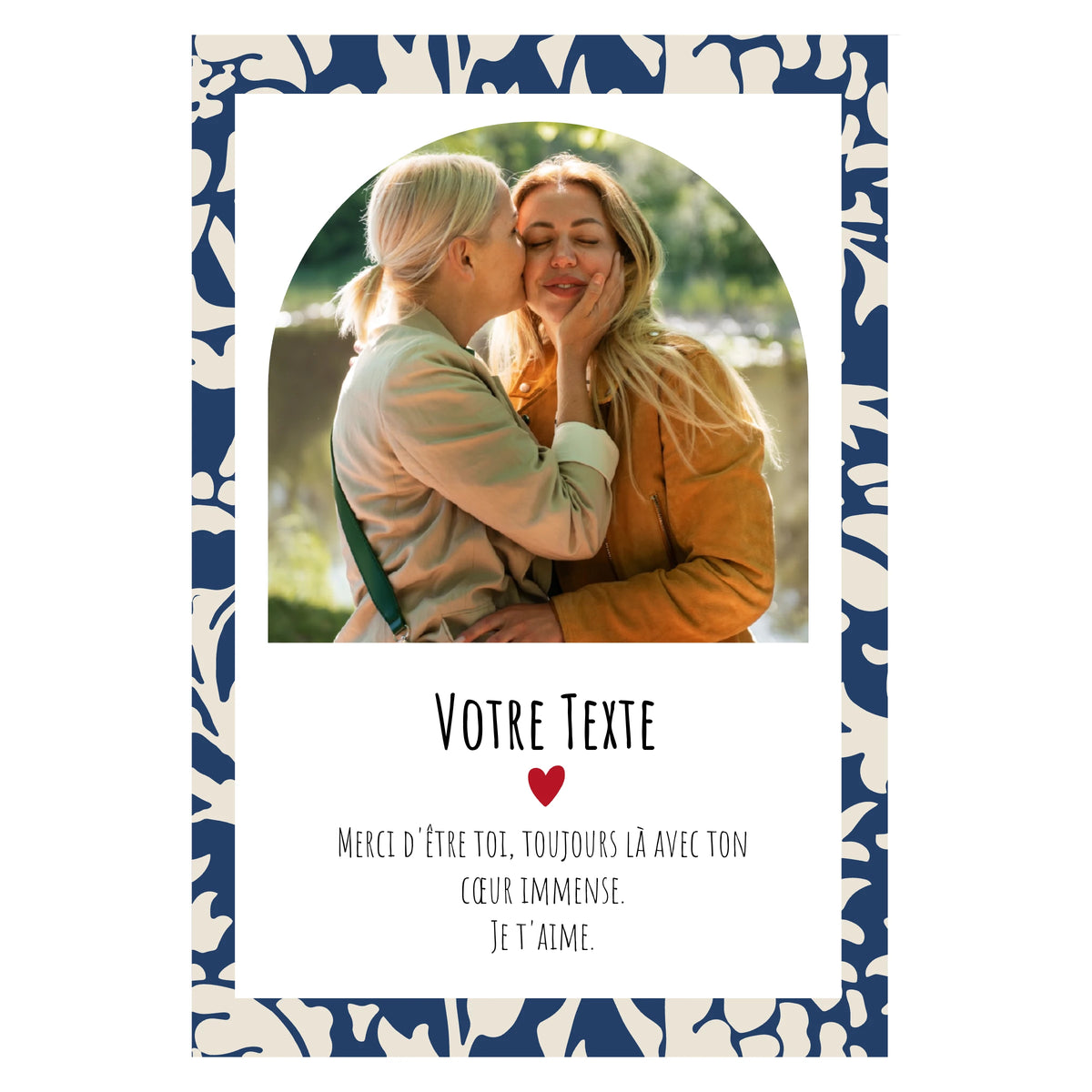 Carte avec une photo d'une mère et sa fille.