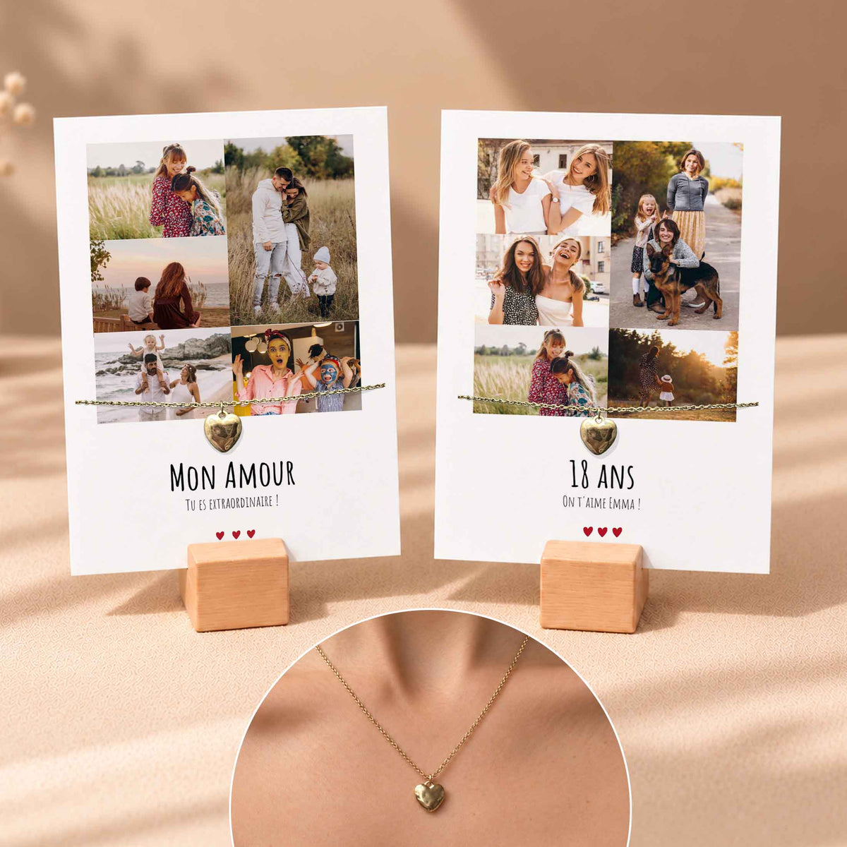 Collier Coeur avec Carte Photo Collage - Acier Inoxidable