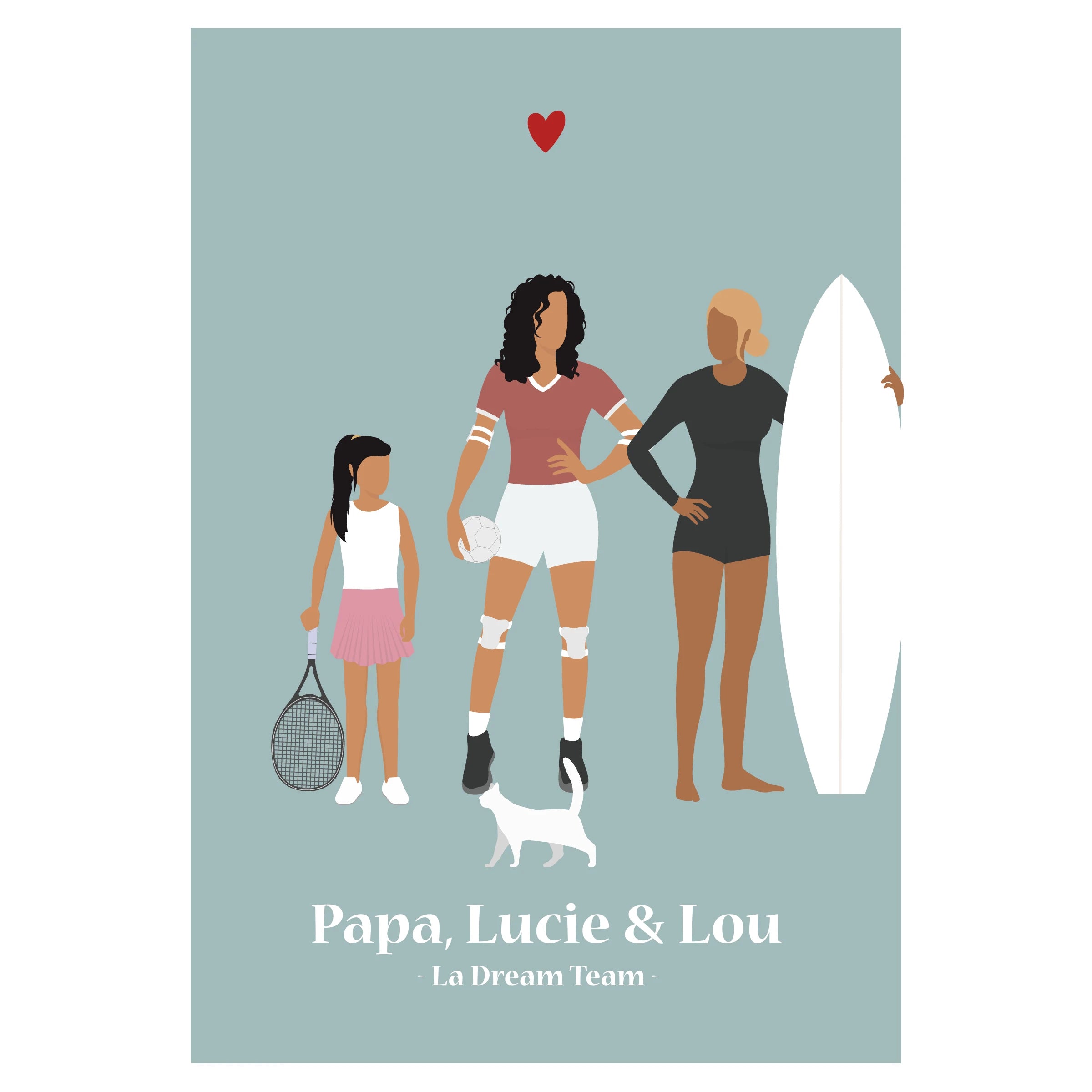 Affiche illustrée représentant un couple en tenue sportive personnalisable.