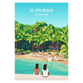 Affiche personnalisée d'une famille devant une plage au Mexique