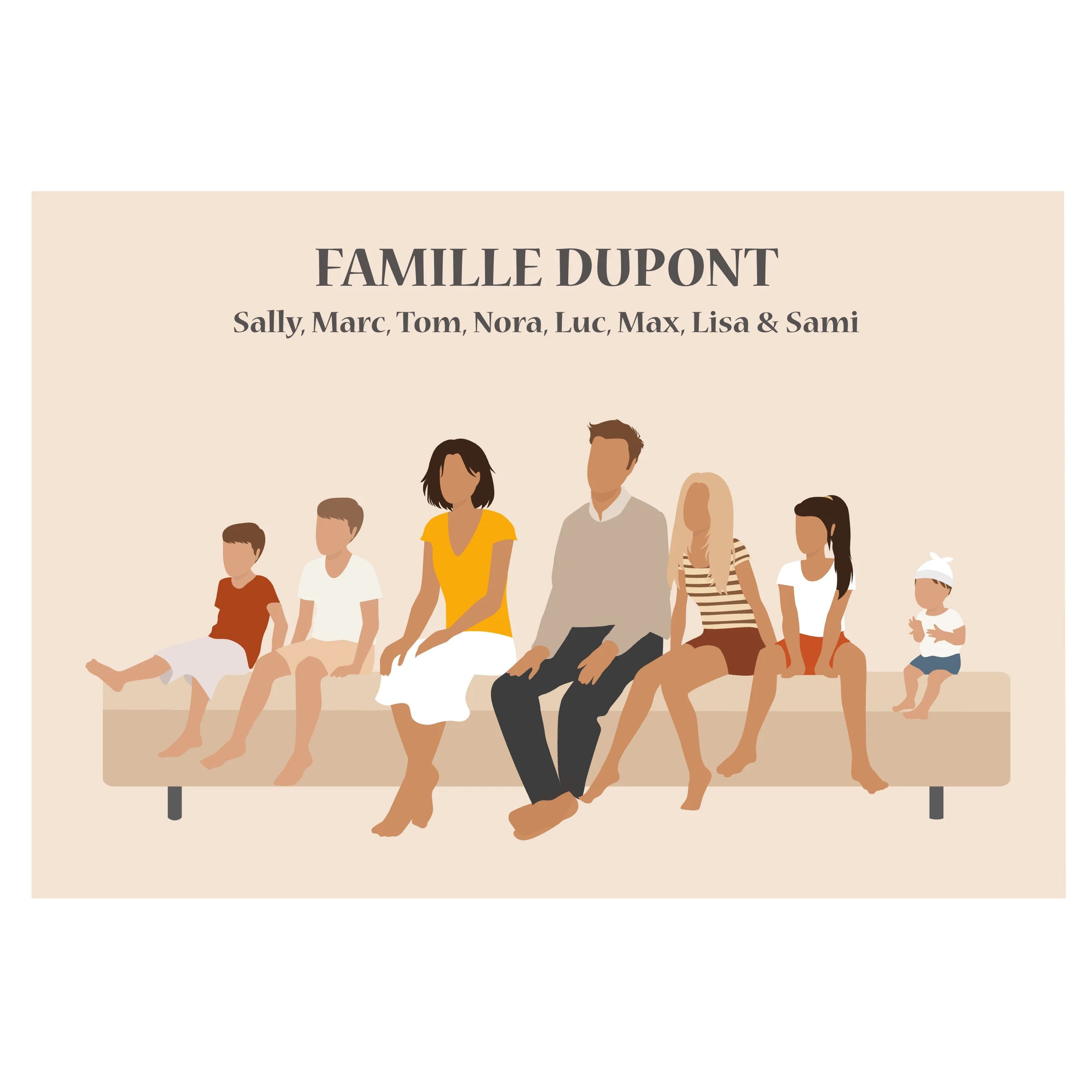 Famille assise de face