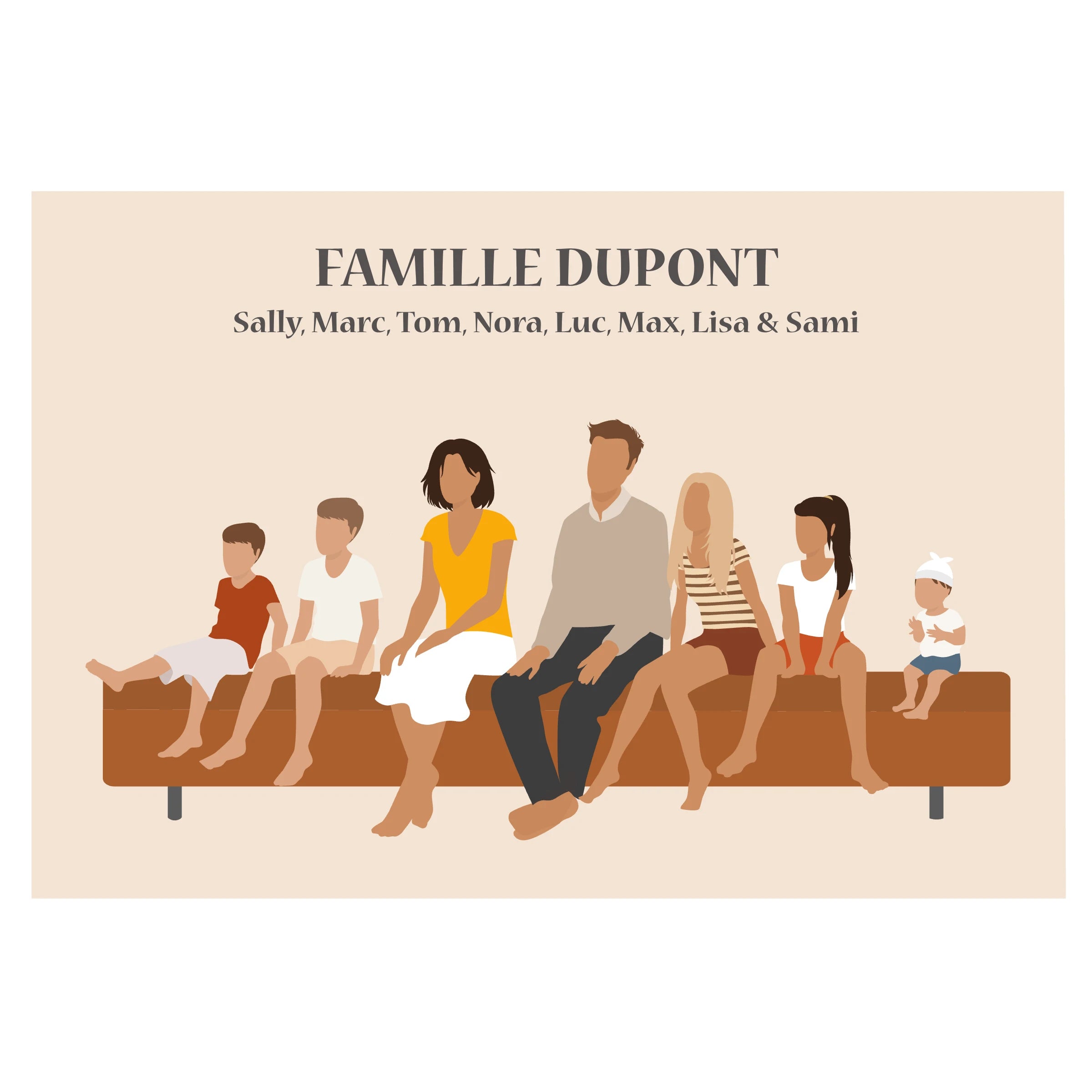 Famille assise de face