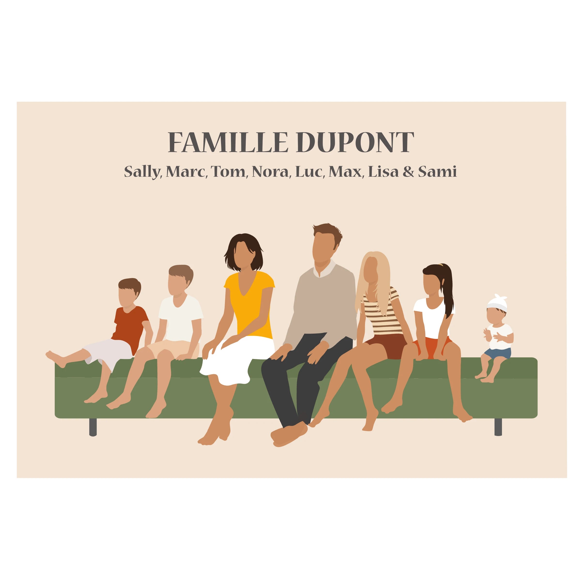 Famille assise de face
