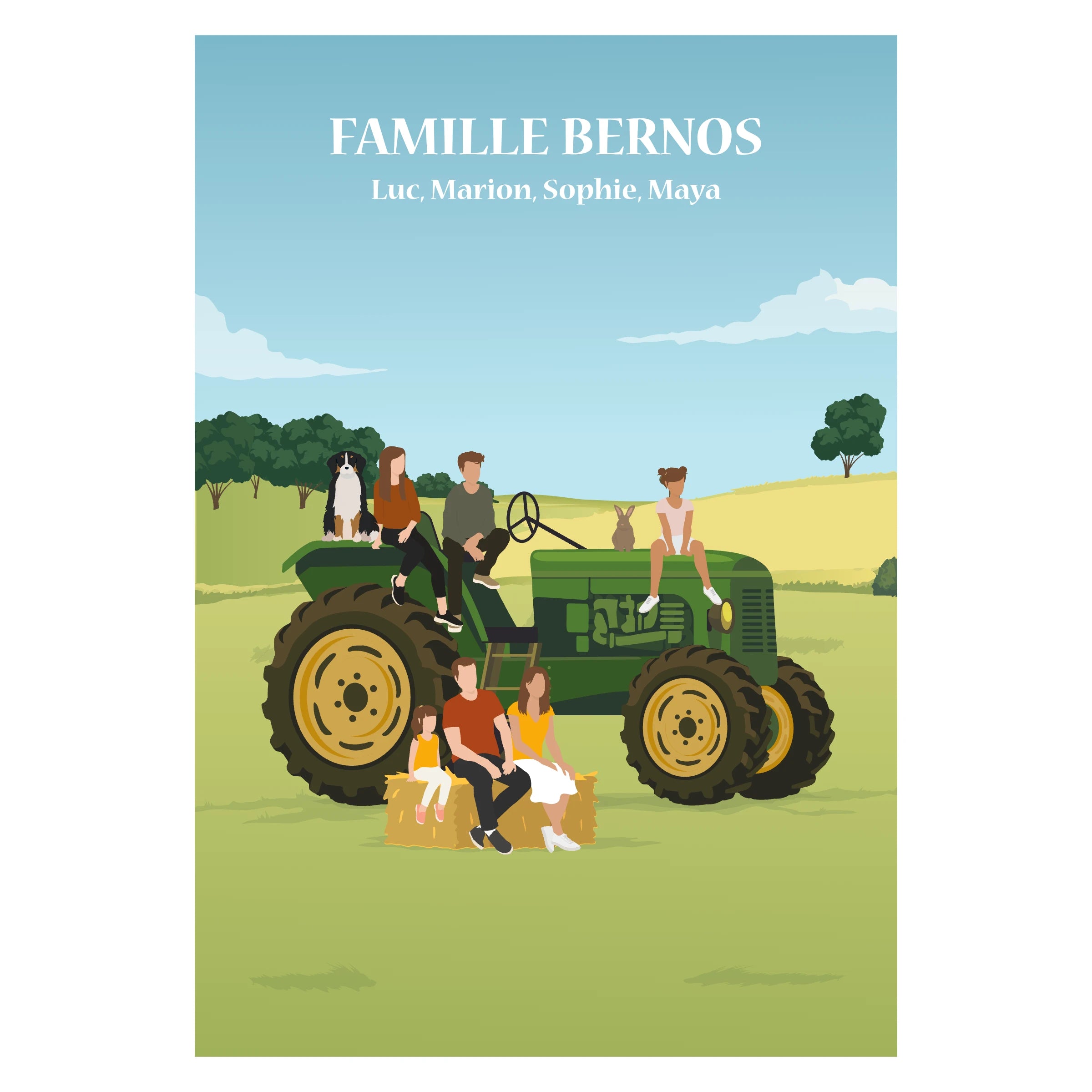 Famille sur tracteur