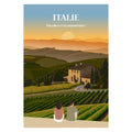 Affiche personnalisée d'une famille face à un coucher de soleil en Italie