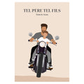 Affiche décorative personnalisée représentant une famille de motards, réunie sur une moto, idéale pour une décoration originale et pleine de caractère.