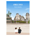 Affiche personnalisée de personnages devant la place du Martroi à Orléans