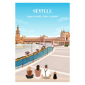 Affiche personnalisée d'une famille devant la place d'Espagne à Séville en Andalousie