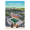 Affiche personnalisée d'une famille sur les hauteurs de Saint-Etienne avec vu sur le stade