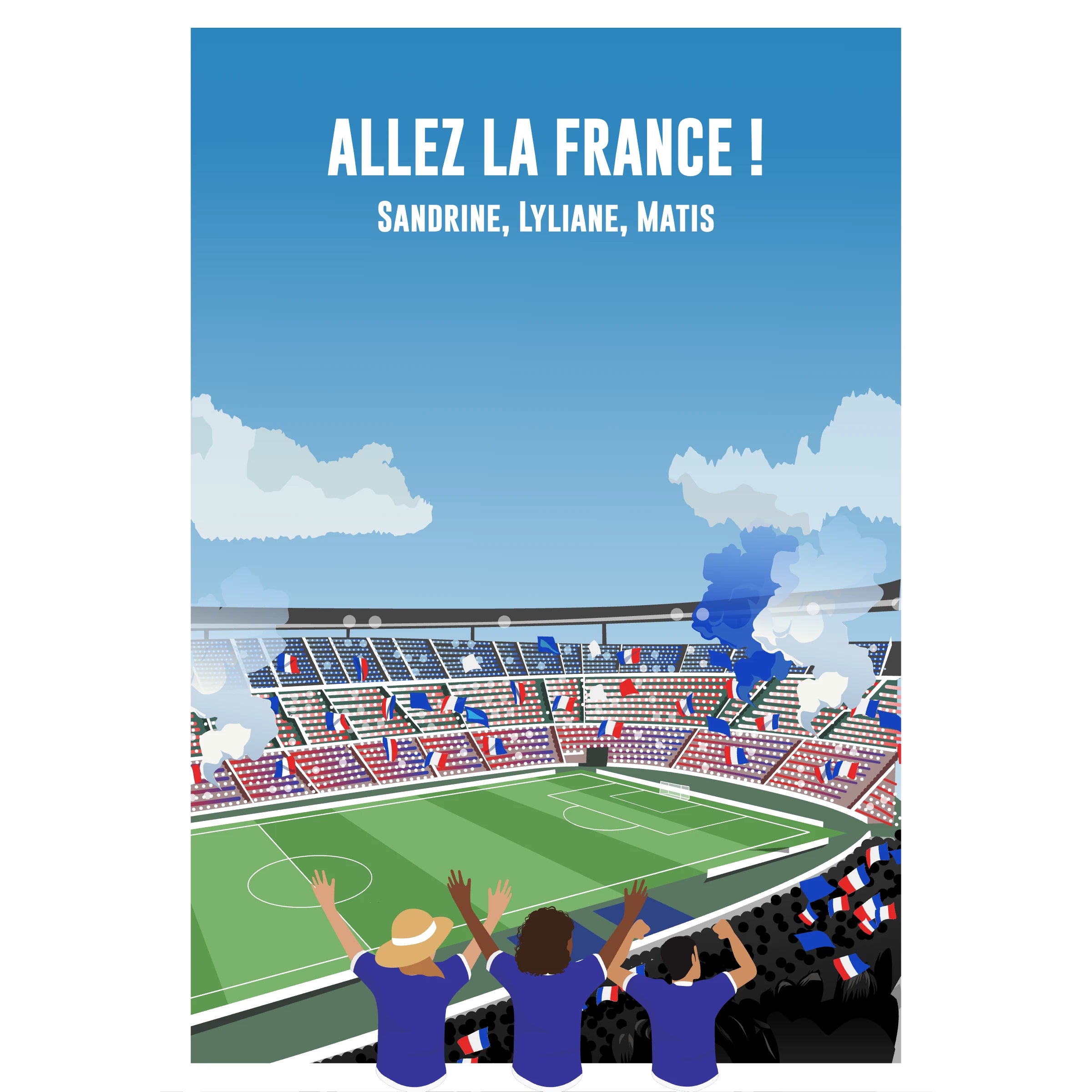 Affiche de fans de l'équipe de France de foot dans les gradins du stade
