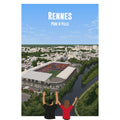 Affiche de la ville de Rennes avec des fans devant le stade Rennais
