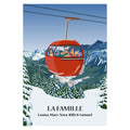 Affiche à personnaliser d'une famille à la montagne, dans une télécabine.